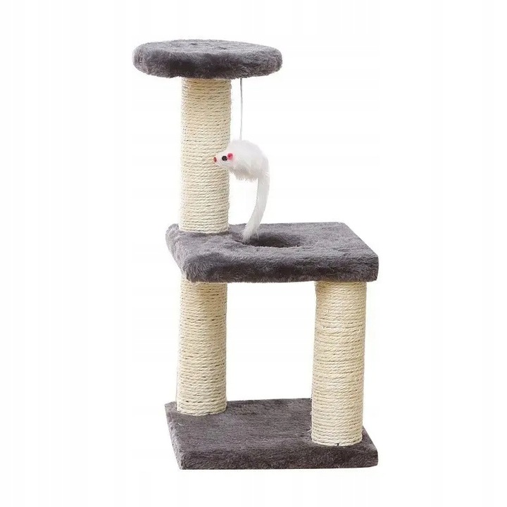 Ansamblu de joaca pentru pisici, PAGMIL, sisal, cu jucarie soarece, 40 x 20 cm, bej/gri