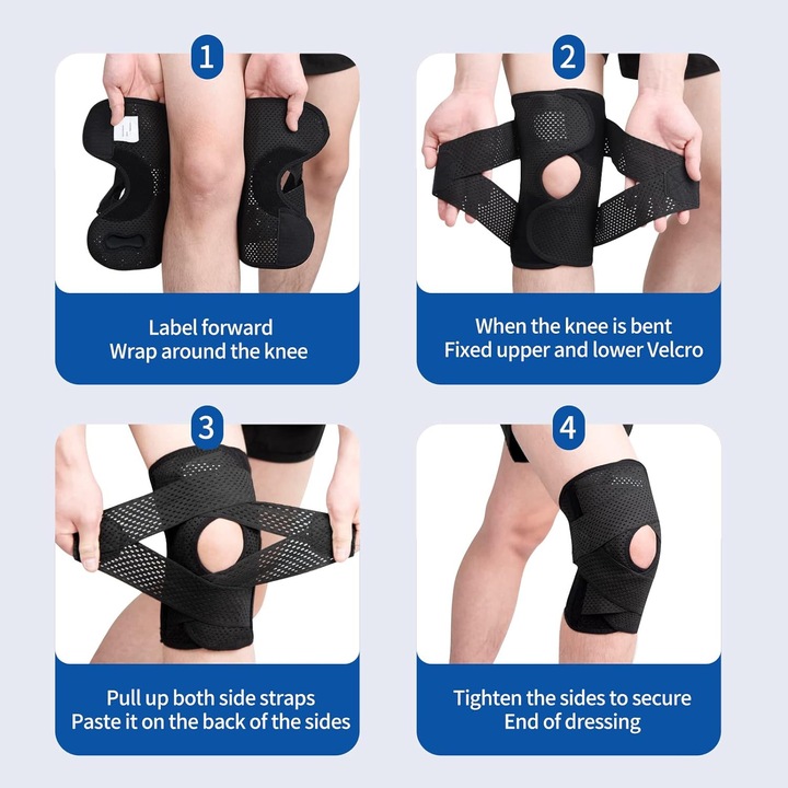 Nybgyy Professzionális technikai-orvosi térdmerevítő, oldalsó stabilizátorokkal, meniszkusz párnával és patella gél párnával, meniszkusz szakadásra, térdfájdalmakra, ACL és MCL sérülések utáni felépülésre alkalmas, unisex, Fekete, L