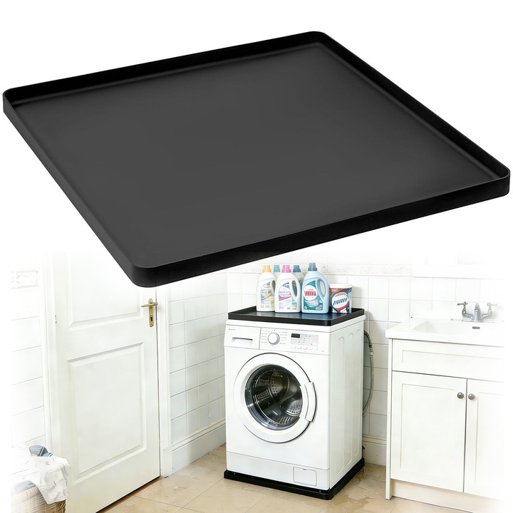 Covoras din Silicon Pentru Frigider, BYONDSELF®, Silicon, 60 x 60 cm, Multifunctional, impermeabil, Etanse, Rezistent, Negru