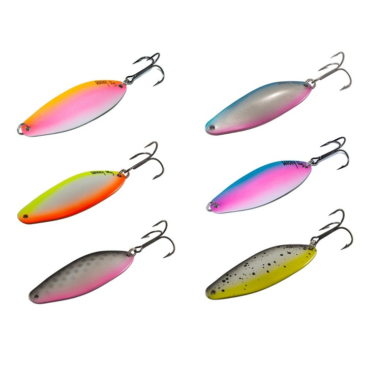 Set 5 buc oscilante Madey Snajper, 7cm, 12g/18g pentru pescuitul la pastrav, stiuca, biban, salau, somn, pack02