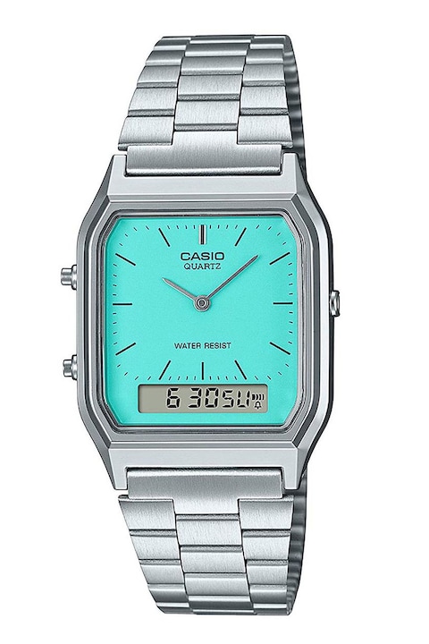 Casio, Ceas unisex cu bratara metalica, Argintiu