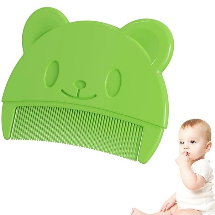 Pieptan Bebelusi Super Trends®, Pieptan Bebelusi Pentru Indepartarea Cojilor Si Crustelor De Lapte, Pieptan Bebelusi Din Silicon Moale Cu Dinti Fini, Ergonomic Si Antiderapant, Accesoriu Baie Verde Pentru Nou Nascuti