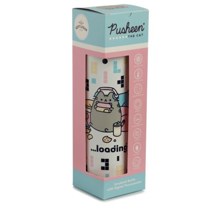 Pusheen cica fém kulacs, termosz digitális hőmérővel 450ml
