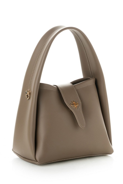 Lucky Bees, Чанта от еко кожа с отделяща се презрамка, Сиво-кафяв