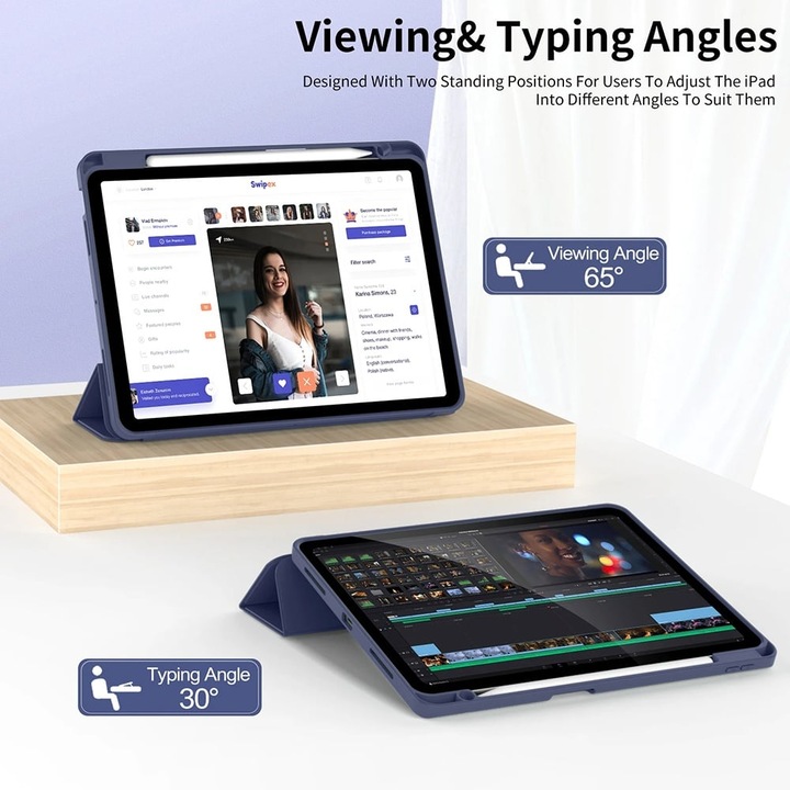 IPad Air 11 (2024) tok - Techsuit Flex Trifold - égszínkék