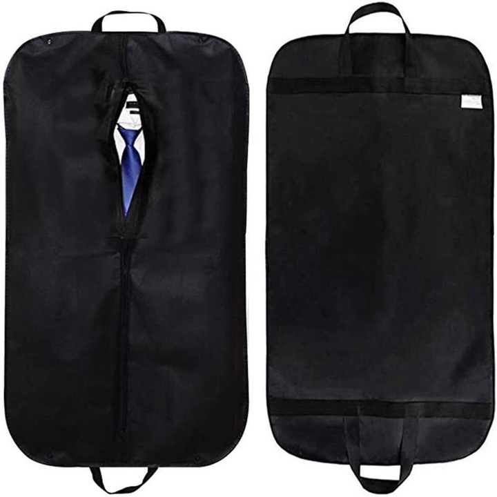 Set 2 Husa de imbracaminte, AYSTOAYS, Pliabila, Cu manere pentru costume, 100x60 cm, Negru