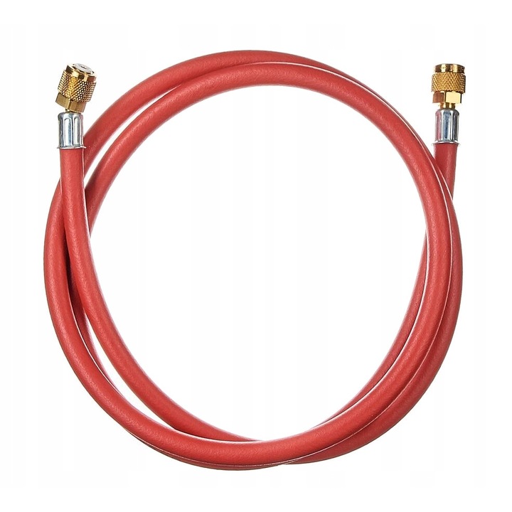 Furtun de Serviciu pentru Aer Conditionat Auto Refco RCL-36-R, Conexiuni 5/8 UNF x 7/16 A/C, Lungime 90cm, Rosu