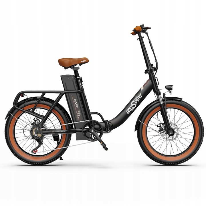 ONESPORT OT16-2 összecsukható elektromos kerékpár, fekete-barna, 250 W-os motor, 48V/17Ah akkumulátor, autonómia 60-120km