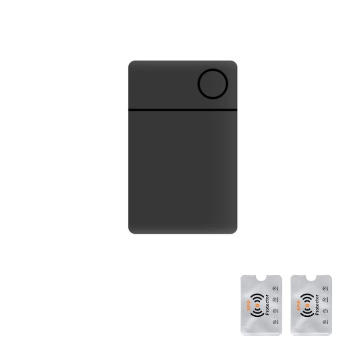 Globális nyomkövető és helymeghatározó eszköz – iCard Smart Tag – Apple Find My, nyomkövető eszköz, 2 éves akkumulátor, lopásgátló autóknak, állatoknak, embereknek, 2 RFID védelem, fekete UnderShop