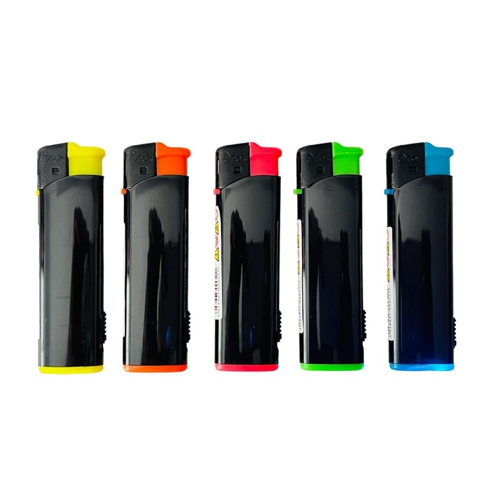 Set 5 brichete electronice, gaz, cu lumina LED, Fok