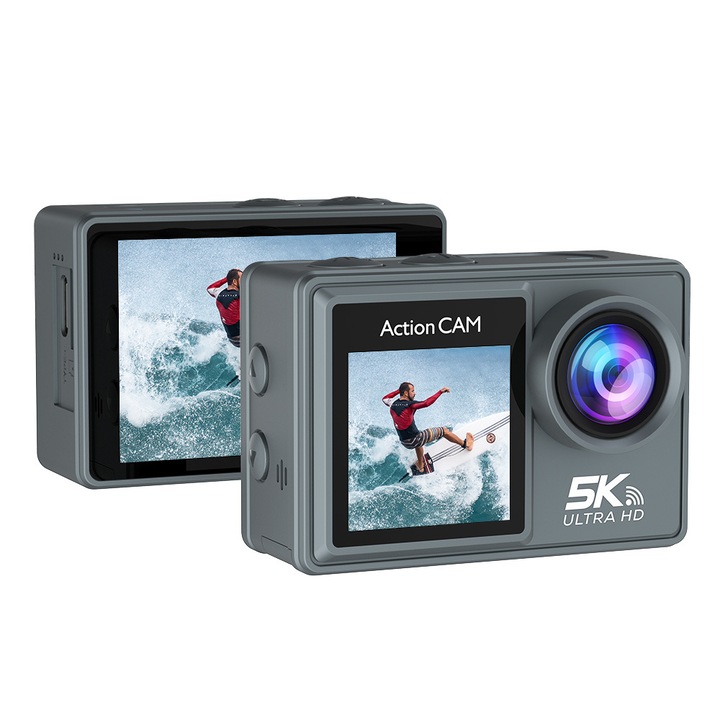 Спортна видеокамера JESWO, 5K Ultra HD, 20MP, стабилизация на изображението, широкоъгълна, водоустойчива, WiFi, HDMI, комплект