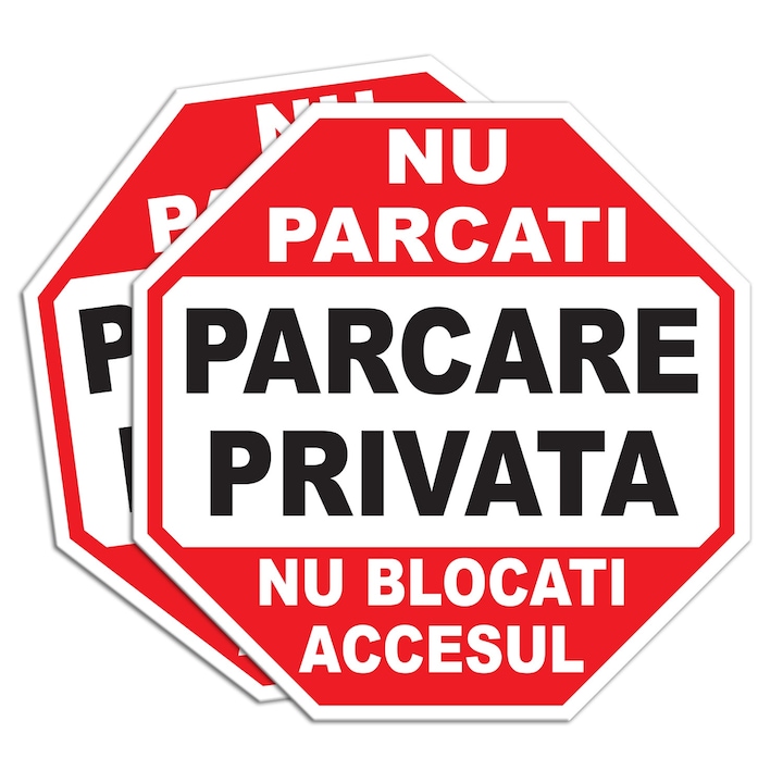 Set 2 indicatoare avertizare Nu Parcati Parcare Privata, laminate, placa pvc grosime 4mm, 30x30cm