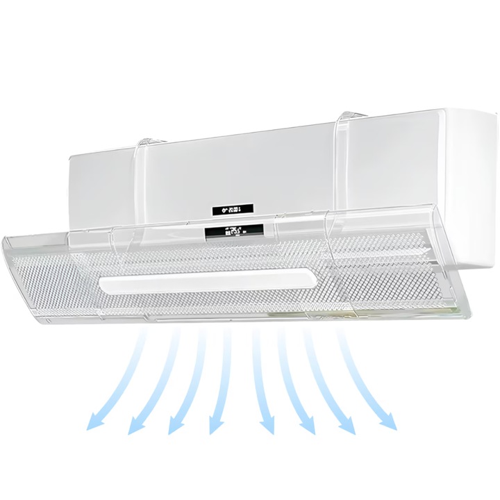 Deflector Aer Conditionat Hasepe® Reglabil 53-95 Cm Transparent Universal, Deflector Aer Conditionat Cu Montaj Fara Gaurire Si Fixare Stabila, Deflector Aer Conditionat Pentru Protectie Impotriva Curentului De Aer Rece Sau Cald, Design Transparent