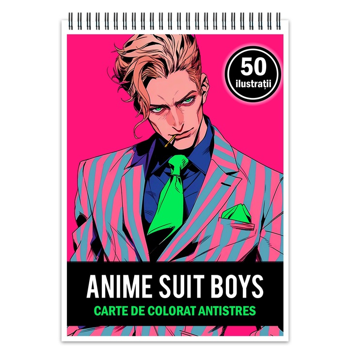 Kifestőkönyv pihenésre és stresszoldásra, 50 illusztráció, Anime Suit Boys, Legendary Print Kiadó, 106 oldal