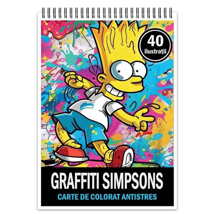 Книжка за оцветяване за релакс и антистрес, 40 илюстрации, Graffiti Simpsons, издателство Legendary Print, 86 стр