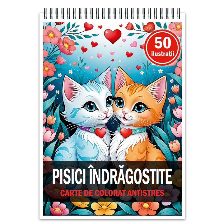 Книжка за оцветяване за релакс и антистрес, 50 илюстрации, Cats in Love, Publishing House Legendary Print, 106 стр.