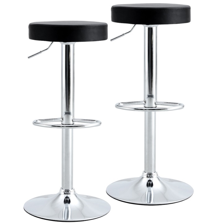 Set 2 scaune de bar, 35 x 35 x 85 cm, Viking, Malaga, negru/argintiu