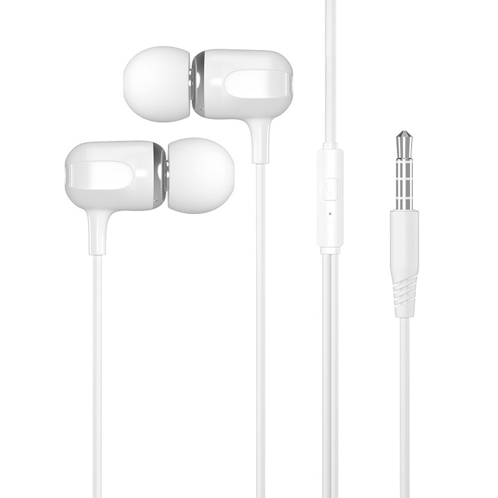Casti audio in-ear, Jack 3.5 mm, Microfon pe fir, Buton control muzica / apeluri, Stereo, Alb