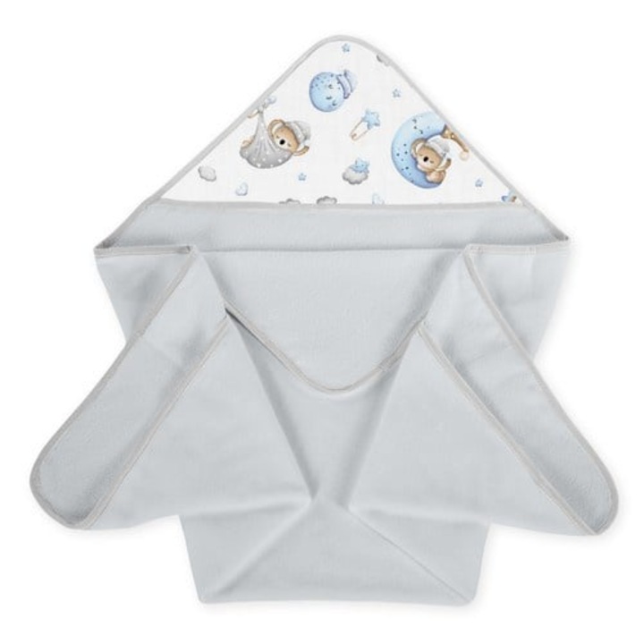 Детска хавлия за баня, с качулка, 100х100см, Klups Heaven World Blue C009