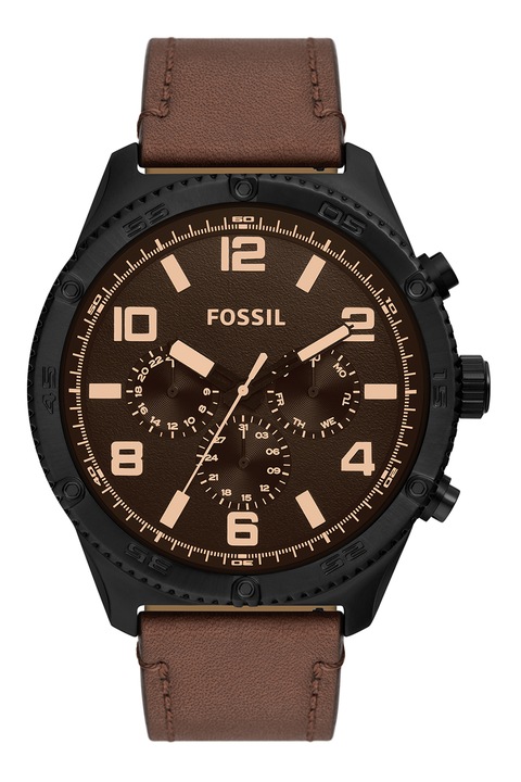 Fossil, Мултифункционален часовник с кожена каишка, Фанго