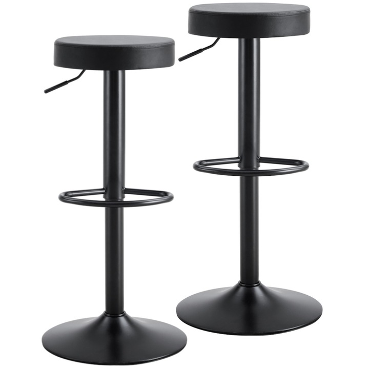Set 2 scaune de bar, 35 x 35 x 85 cm, Viking, Malaga, negru