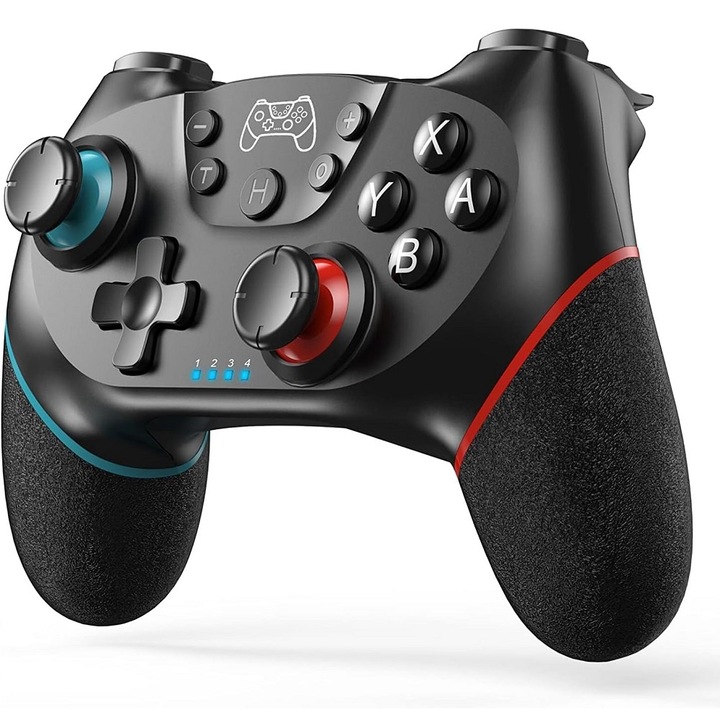 Gamepad wireless pentru NIntendo Switch, functie turbo ajustabila, vibratii, design ergonomic, baterie lunga durata, negru