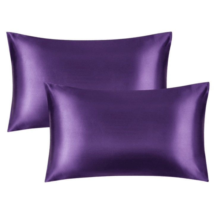 Fata de Perna din Satin pentru Par si Ten, Dimensiune 51 x 66, Set 2 Bucati, Culoare Mov Pruna