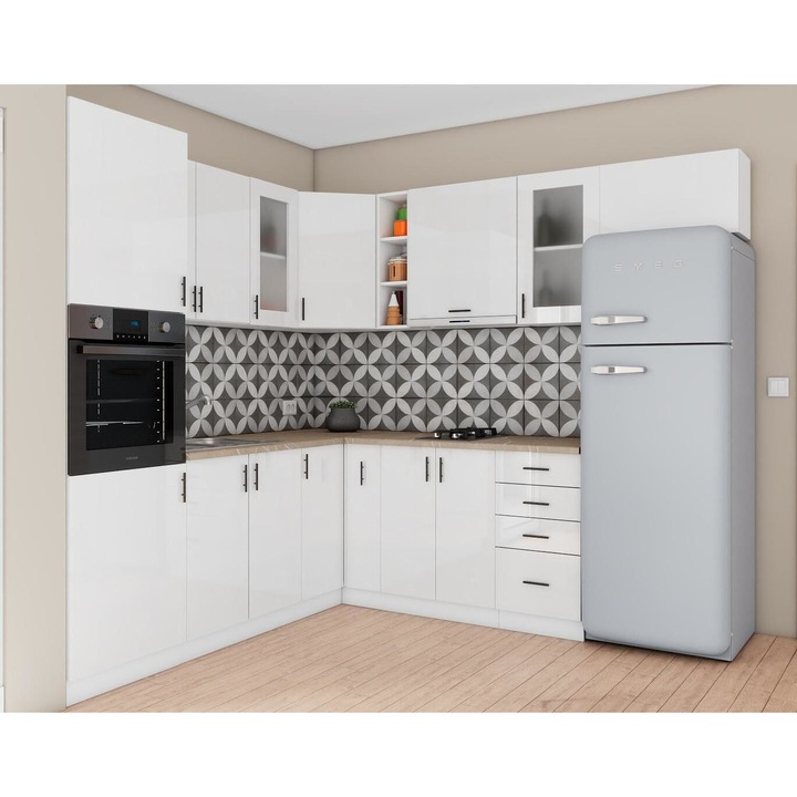 Кухня Sani Glamour 9 240/240cm МДФ Бял гланц