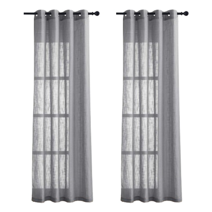 Set 2 Perdele Pony Dance, 132 x 210 cm, Gri, cu Textura de In