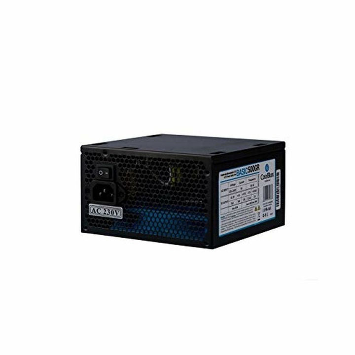 Sursa de alimentare PC, CoolBox, COO-FA500B-BKB, ATX, negru, 12cm ventilator