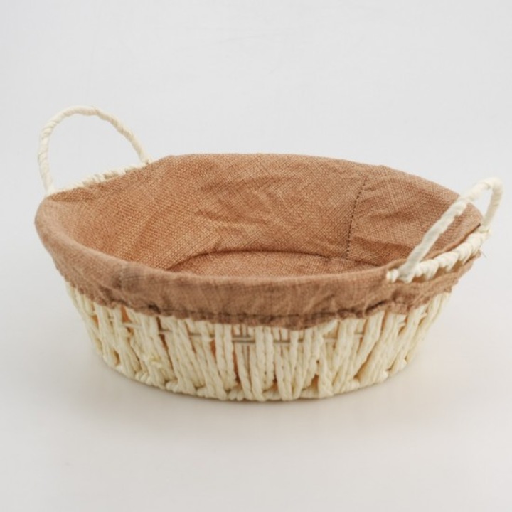 Textil kenyérkosár 26x23x8 cm bézs
