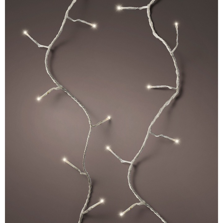 Instalatie brad Craciun, 1800 cm, lumina calda, cablu alb/transparent, 8 functii, timer, 240 LED-uri, IP-44, pentru interior/exterior