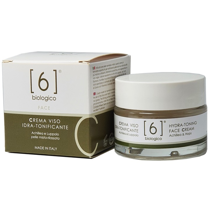 Crema de Fata cu Hamei, Coada Soricelului si Germeni de Grau, Echilibrare, Tonifiere si Revitalizare, Pentru Ten Mixt si Normal, 100% Naturala, 6biologico, 50ml