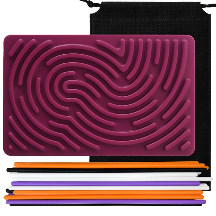 Sensory Activity Board, Szilikon, Sötétvörös, Hordozható, Tartalmazza Utazótáska, 20 Vibrációs Húr, Oein