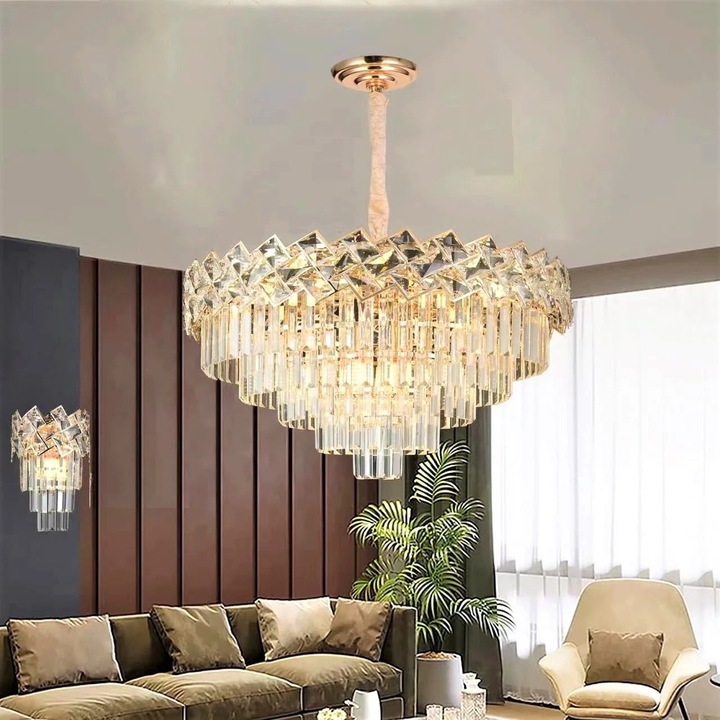 RFAN полилей, модел 62111/600, кристална текстура, метал, 10 X E27, злато