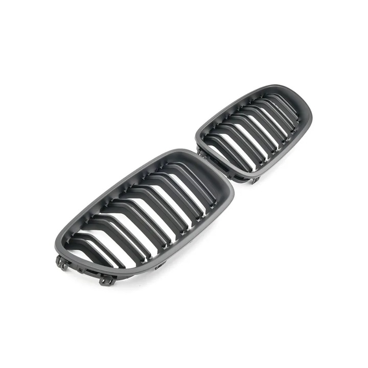 Set Grile Nari Duble Radus pentru Bmw Seria 5 F10 F18 F11, M5 Look, Negru mat
