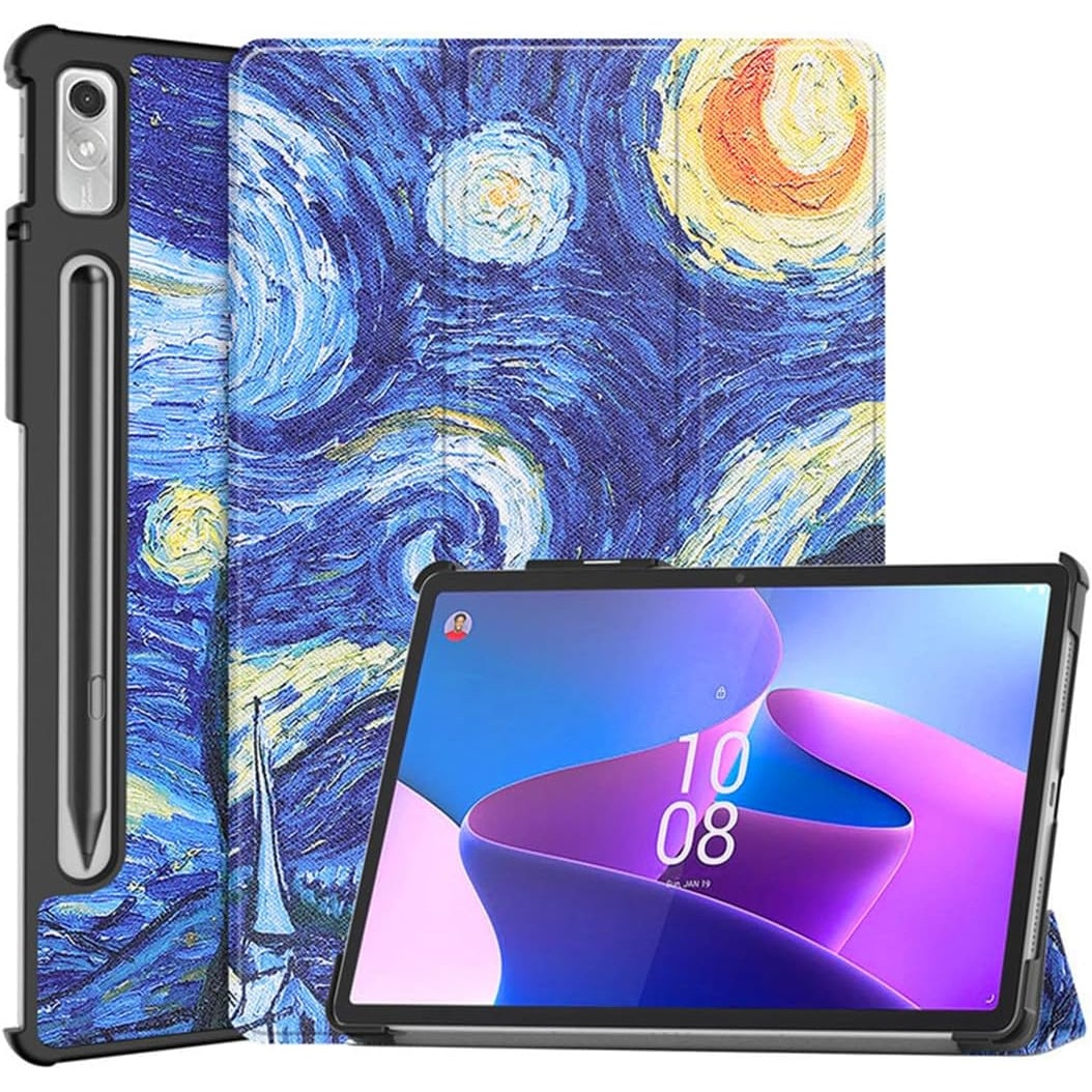 Husa pentru tableta Lenovo Tab P12 (TB370FU) 12.7 inch, 2023, cu functie sleep/wake-up, ultralight de tip stand, Sigloo, model Abstract