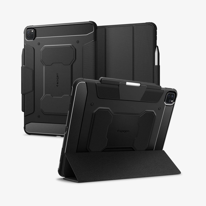 Robusztus Armor Pro táblagép tok iPad Pro 11 5/2024-hez, Spigen, TPU, fekete