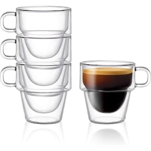 Set 4 cani cafea Altmore, sticla borosilicat, pereti dubli, 250 ml