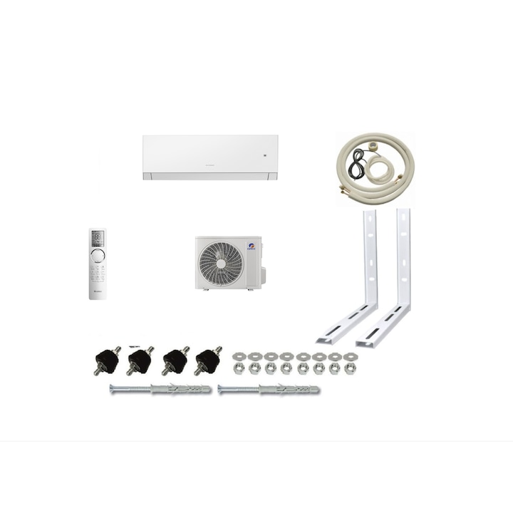 Aparat de aer conditionat Gree Clivia GWH09AUCXB-K6DNA1A, 9000 BTU, A++/A++, Wi-Fi, Inverter, kit complet montaj