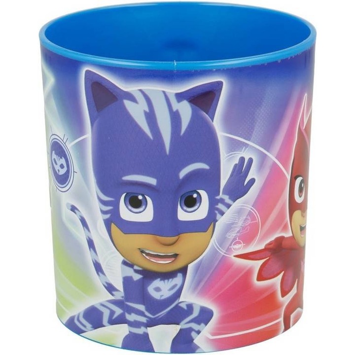 Cana plastic PJ Masks 390 ml Albastru
