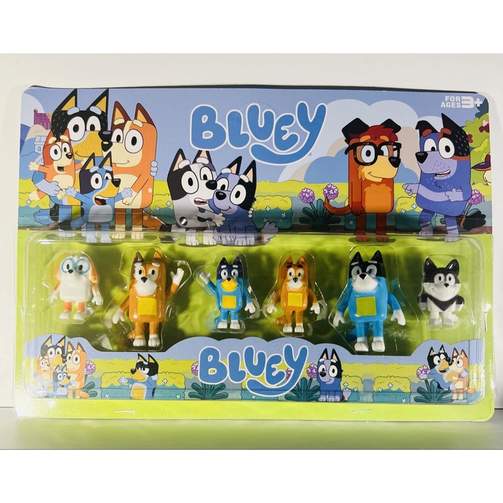 Комплект от 6 фигурки Bluey и Bingo, многоцветни, 5-7 см, 3+ години
