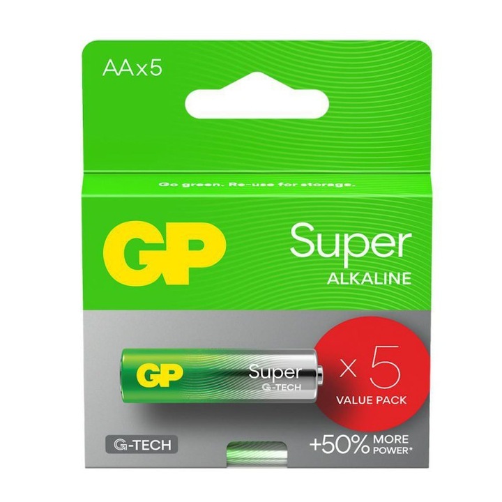 Baterii AA GP Super Alkaline, set 5 bucati