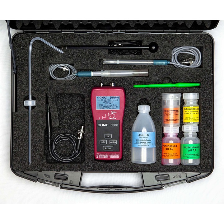 Aparat de masurare pH, EC, umiditate, temperatura solului, presiunea aerului, COMBI 5000, kit 8 in 1