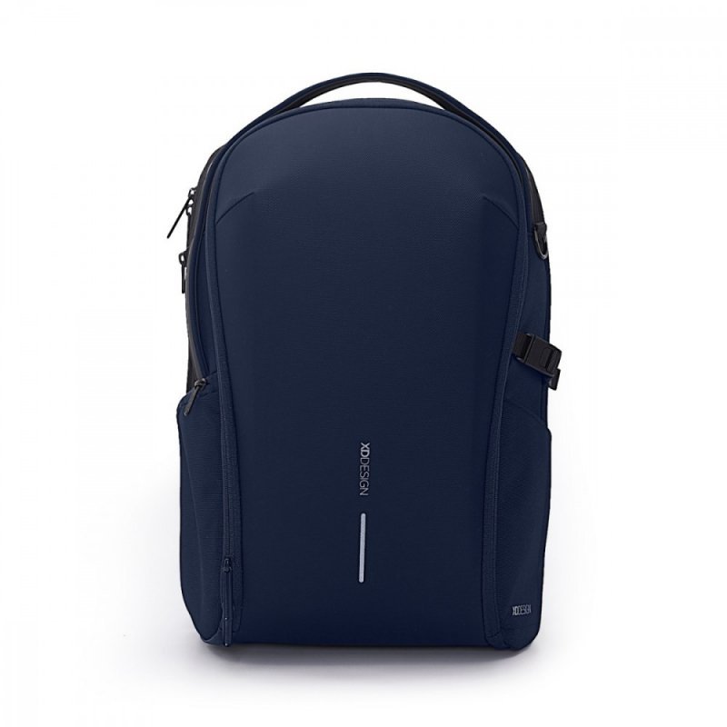 Rucsac XD Design BIZZ, materiale reciclate, extensibil, compartimentat, hidrofob, albastru marin/negru, 47x32x18/26cm