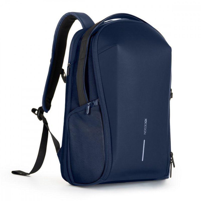 Rucsac XD Design BIZZ, materiale reciclate, extensibil, compartimentat, hidrofob, albastru marin/negru, 47x32x18/26cm