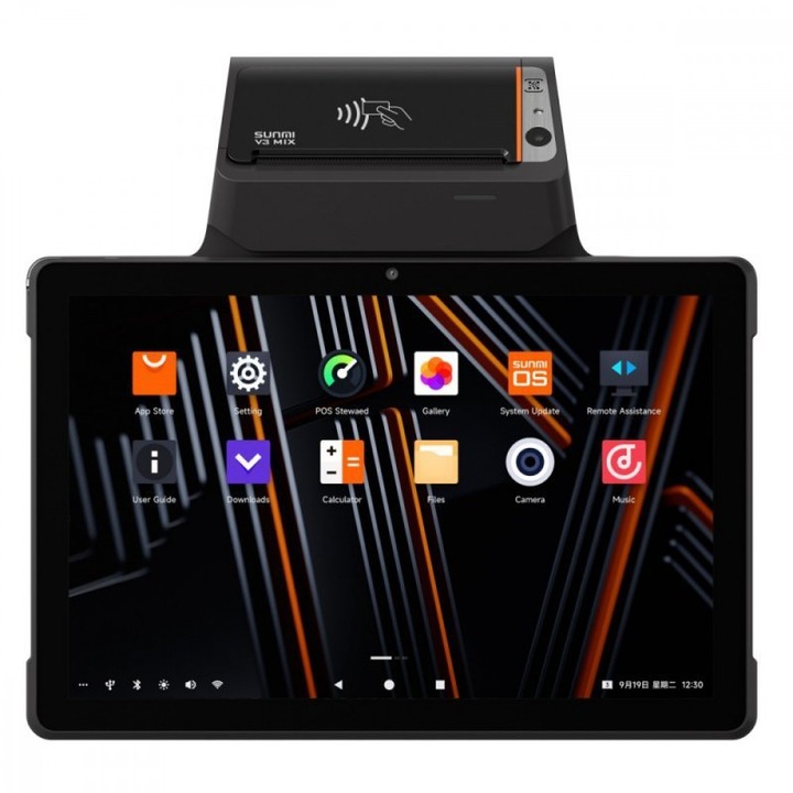 ПОС терминал, Sunmi, V3 MIX, Qualcomm hexa-core 2.4/2.0GHz, скенер 1D/2D, екран 10", 4GB RAM, 32GB ROM, 246 x 231 x 73 mm, черен