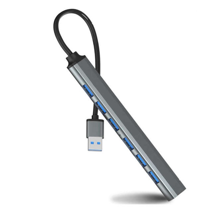 Hub USB Slim 7 Porturi Gigabit 3.0 5Gb/s USB 3.0 Argintiu