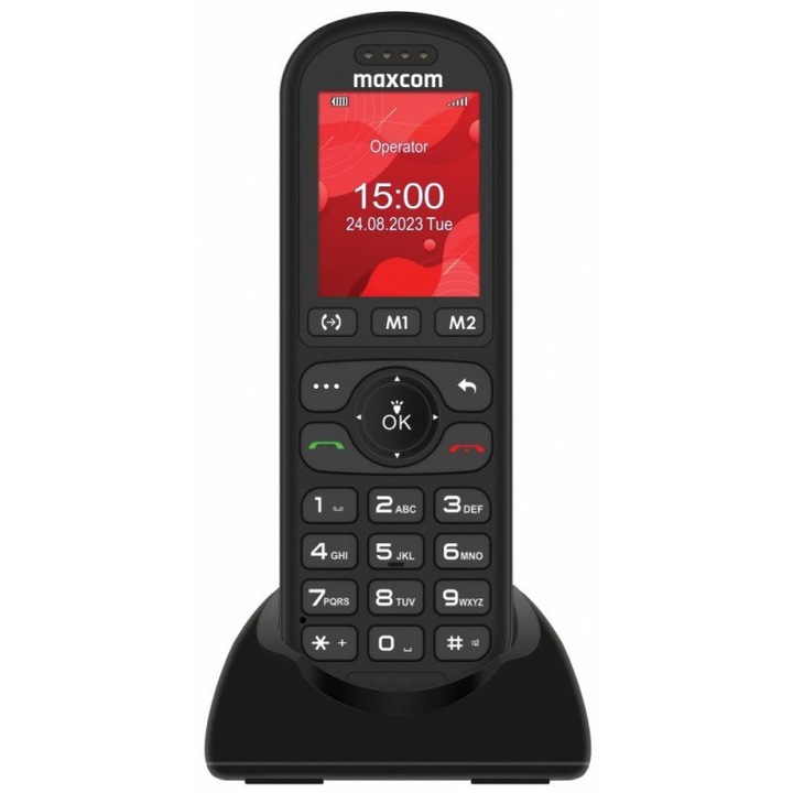 Telefon fara fir, Maxcom, MM 39D, 1000 mAh, 176 x 220 pixeli, 4G, Negru