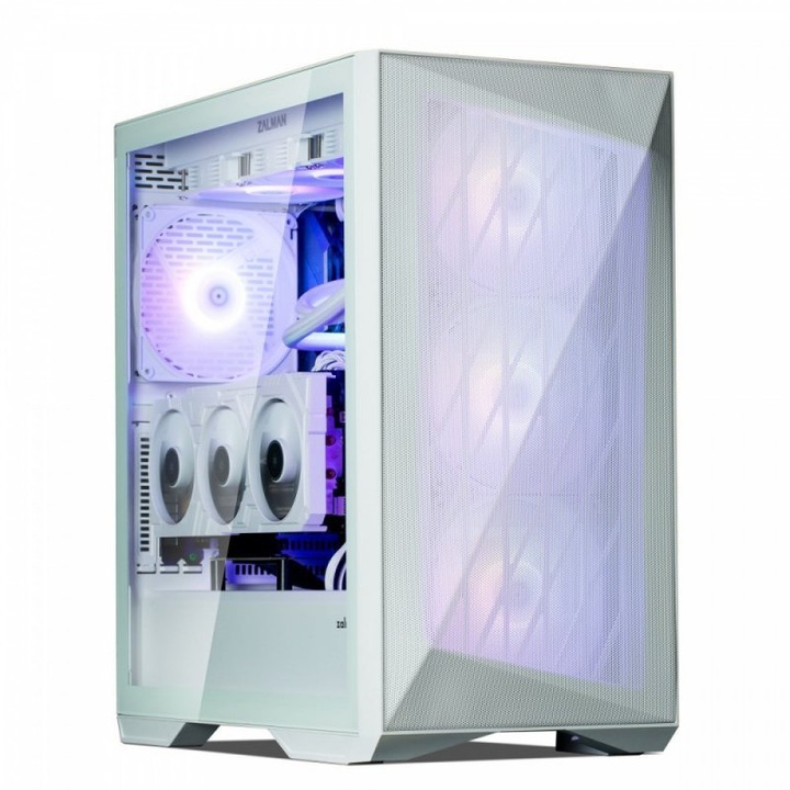 Кутия за компютър, Zalman, Z9 Iceberg MS, закалено стъкло, 4x ARGB вентилатора, бял, 473 x 245 x 496 mm